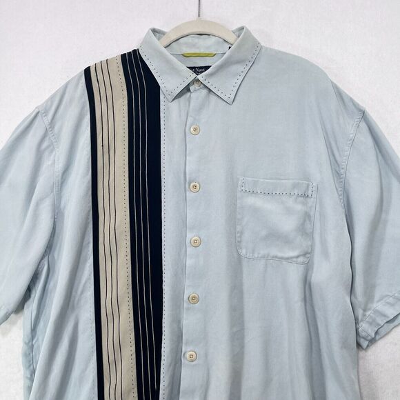 Nat Nast Shirt Men XL Light Blue 100% Silk Short Sleeve Retro Sopranos Classic - Picture 4 of 12
